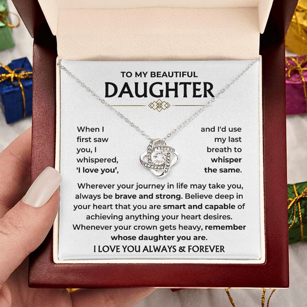 To My Beautiful Daughter - "Always & Forever" Love Knot Necklace Gift Set  - DT01