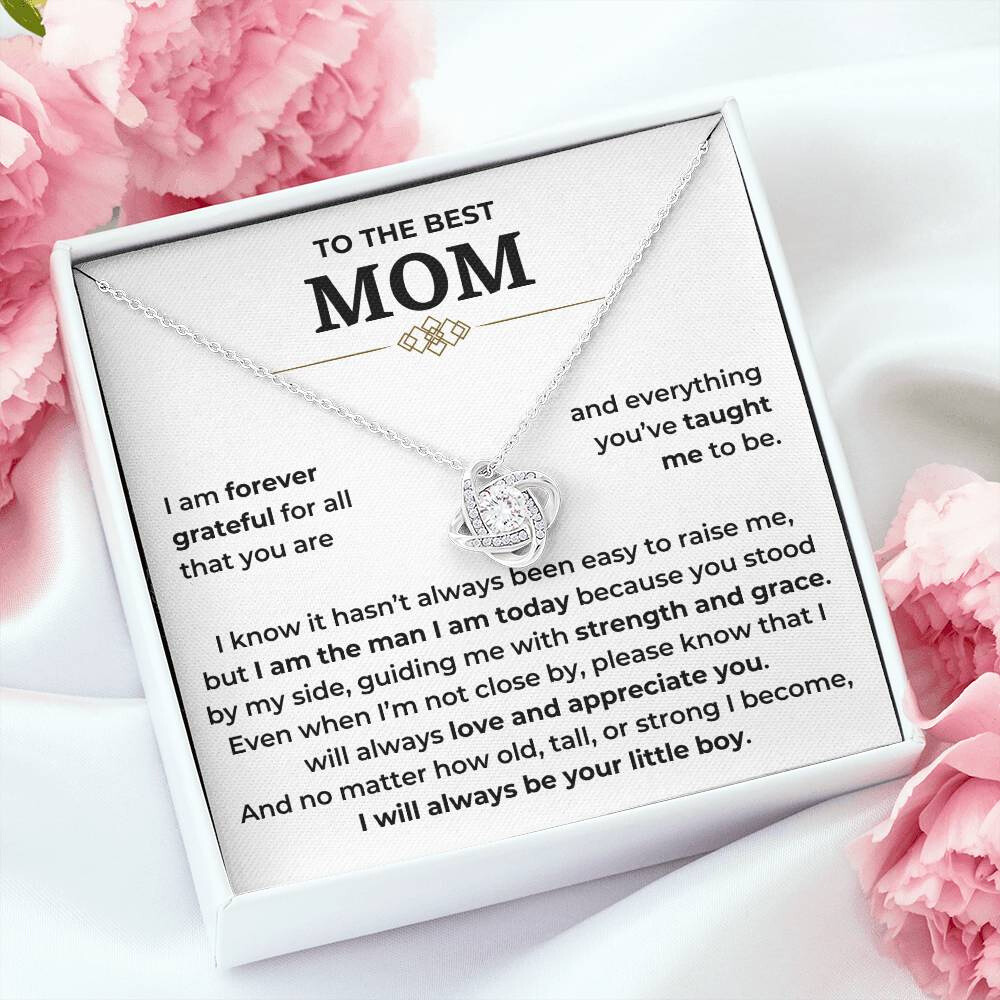 To The Best Mom - "I Will Always Be Your Little Boy" Love Knot Necklace Gift Set - MMS01