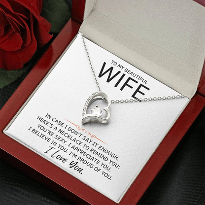 To My Beautiful Wife - "I Love You" Forever Love Necklace Gift Set - WF01