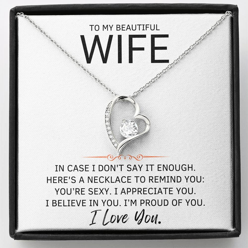 To My Beautiful Wife - "I Love You" Forever Love Necklace Gift Set - WF01