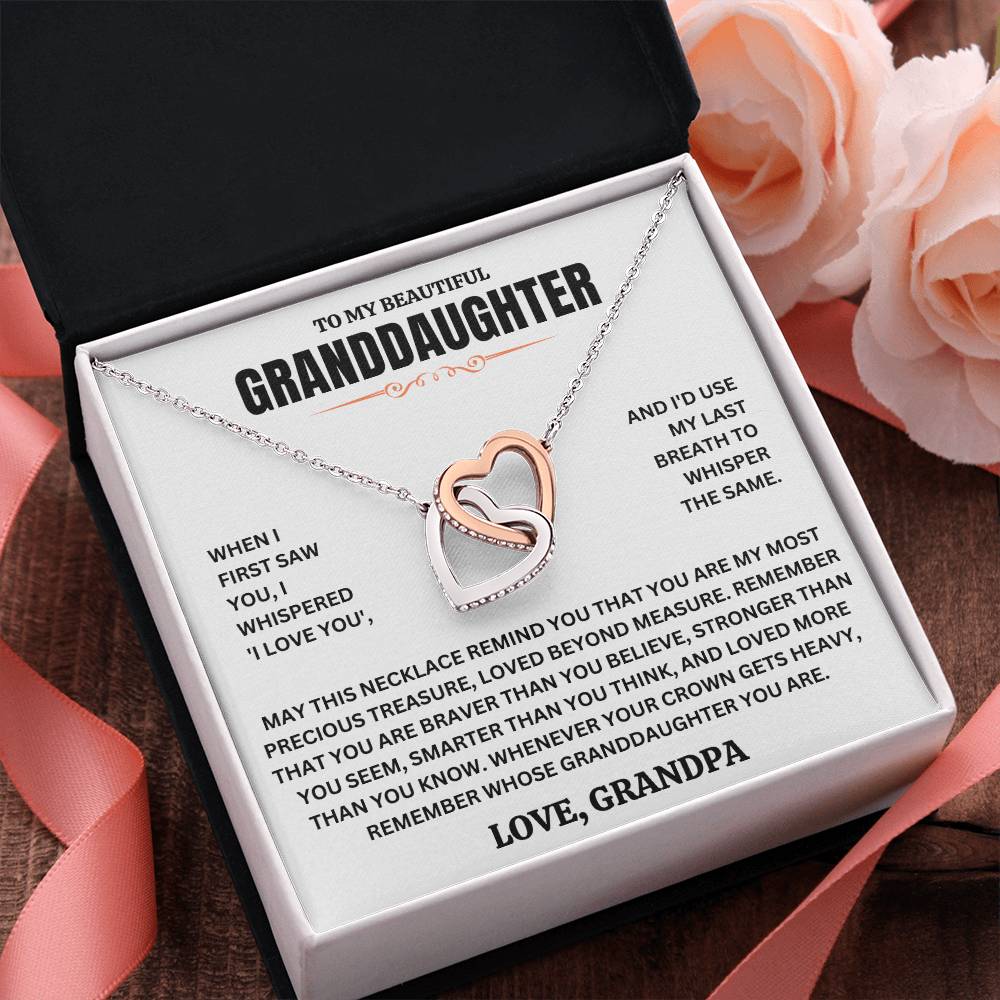 To My Beautiful Granddaughter - "Loved Beyond Measure" Interlocked Hearts Necklace Gift Set  - GD02