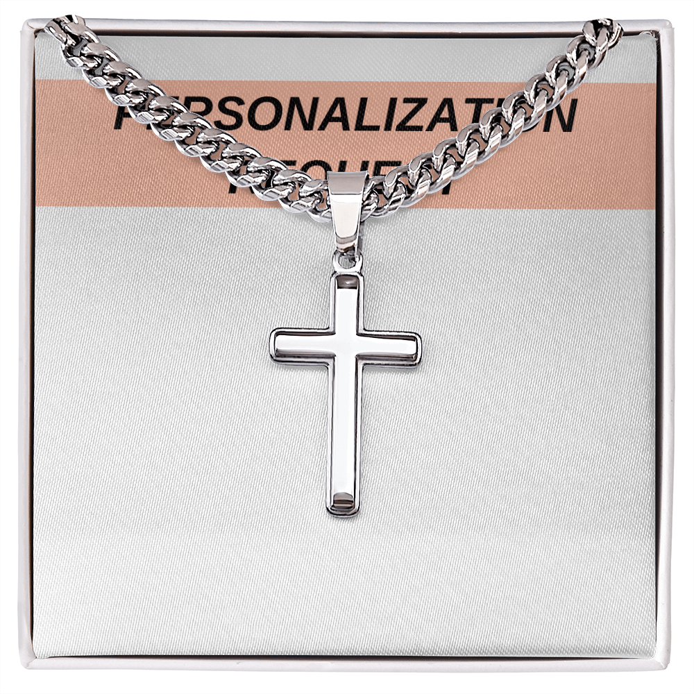 [PERSONALIZED] To My Bonus Son - "My Family Forever" Artisan Cross Cuban Link Chain Gift Set – BS01 - AWSW