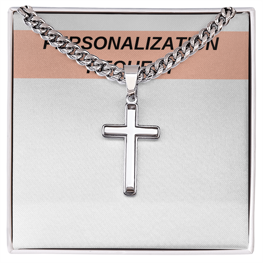[PERSONALIZED] To My Bonus Son - "My Family Forever" Artisan Cross Cuban Link Chain Gift Set – BS01 - AWSW