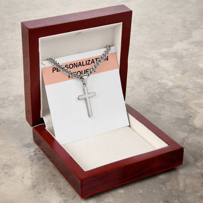 [PERSONALIZED] To My Bonus Son - "My Family Forever" Artisan Cross Cuban Link Chain Gift Set – BS01 - AWSW
