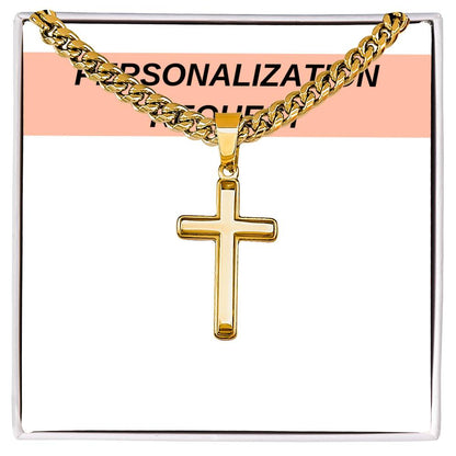 [PERSONALIZED] To My Bonus Son - "My Family Forever" Artisan Cross Cuban Link Chain Gift Set – BS01 - AWSW