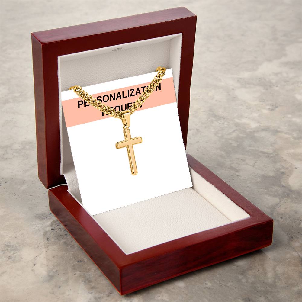 [PERSONALIZED] To My Bonus Son - "My Family Forever" Artisan Cross Cuban Link Chain Gift Set – BS01 - AWSW
