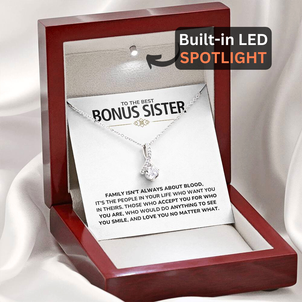 To My Bonus Sister – 'You Are Family' Alluring Beauty Necklace Gift Set – BT01