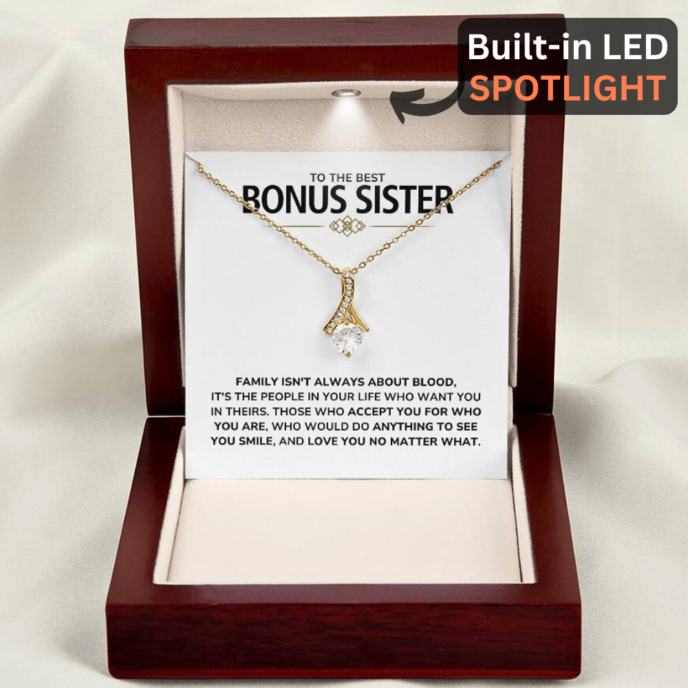 To My Bonus Sister – 'You Are Family' Alluring Beauty Necklace Gift Set – BT01