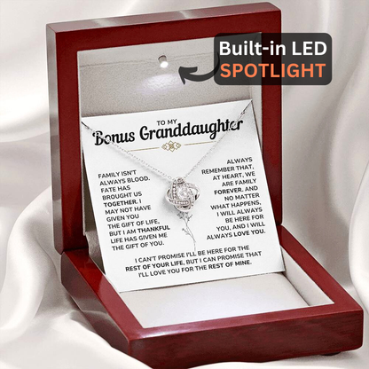 To My Bonus Granddaughter - "My Family Forever" Love Knot Necklace Gift Set - BG01