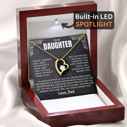 To My Daughter Necklace from Dad - "I'll Always Be Here" Forever Love Necklace Gift Set - DT03v2