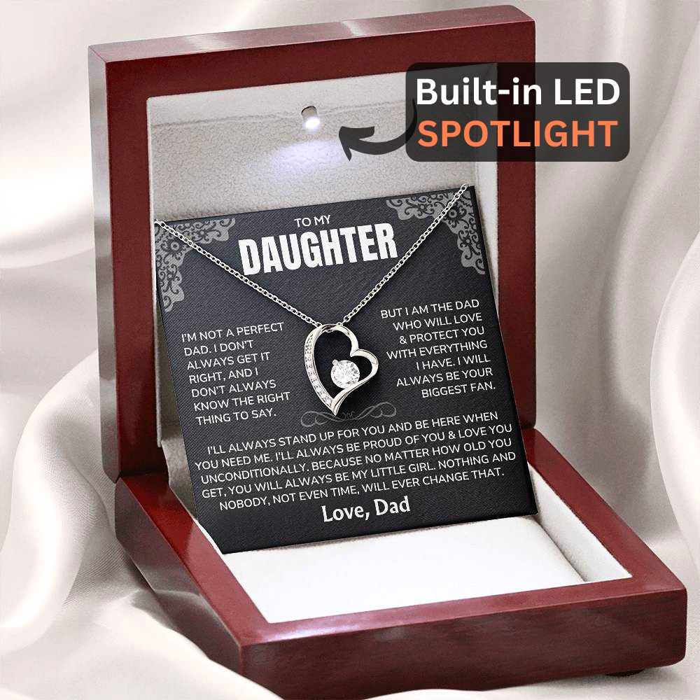 To My Daughter Necklace from Dad - "I'll Always Be Here" Forever Love Necklace Gift Set - DT03v2