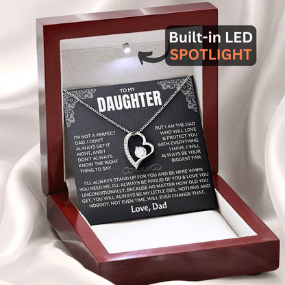 To My Daughter Necklace from Dad - "I'll Always Be Here" Forever Love Necklace Gift Set - DT03v2