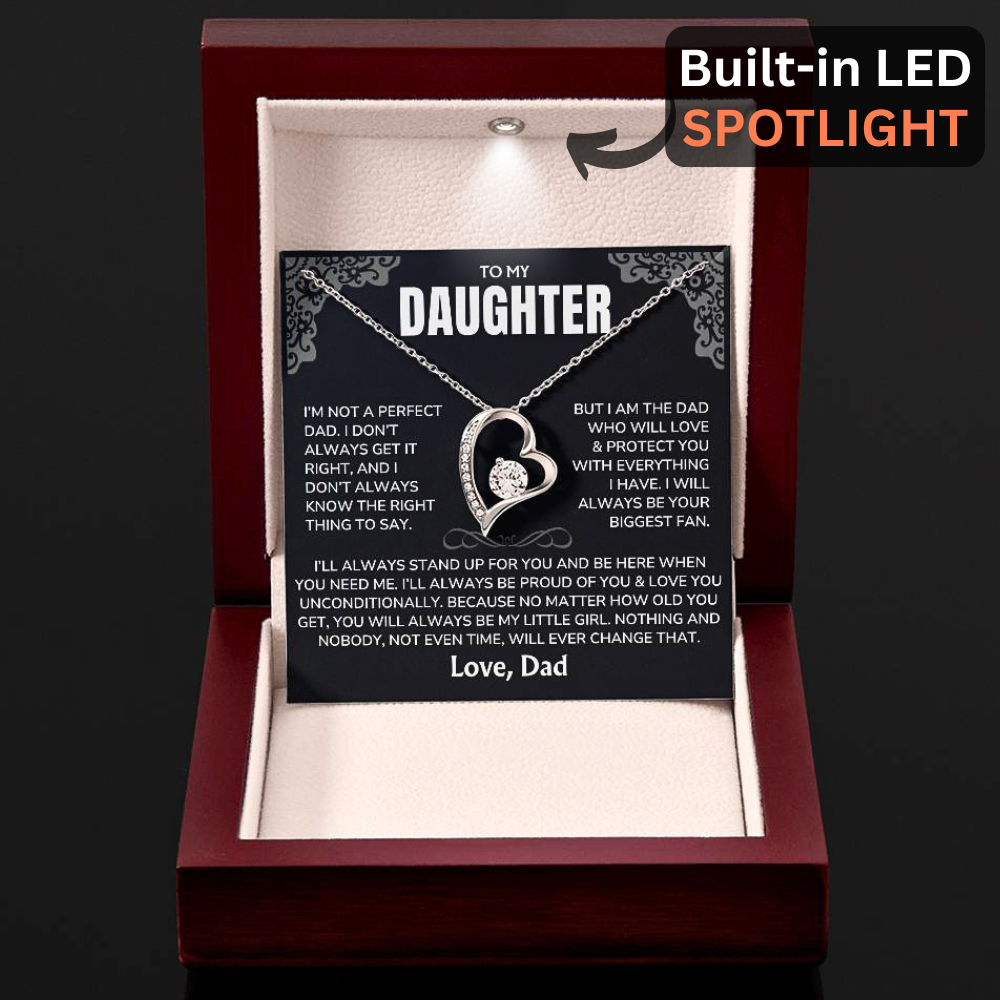 To My Daughter Necklace from Dad - "I'll Always Be Here" Forever Love Necklace Gift Set - DT03v2