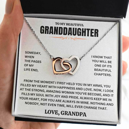 To My Beautiful Granddaughter - "My Beautiful Chapter" Interlocked Hearts Necklace Gift Set  - GD03