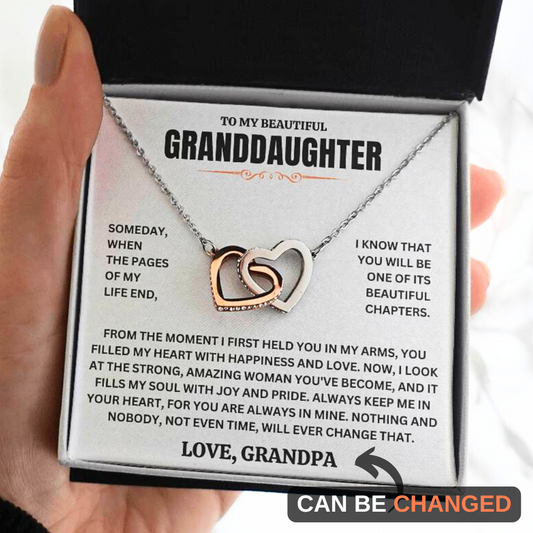 To My Beautiful Granddaughter - "My Beautiful Chapter" Interlocked Hearts Necklace Gift Set  - GD03