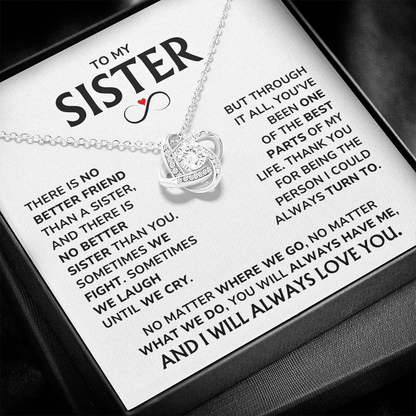 Personalised Sister Jewellery Gift - "Thank You" Love Knot Sister Necklace - SS02v3