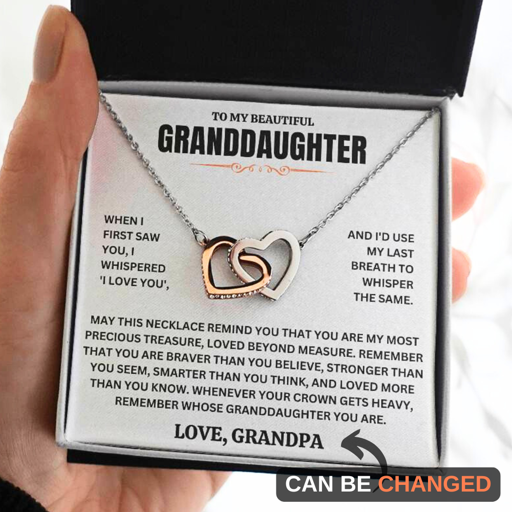 To My Beautiful Granddaughter - "Loved Beyond Measure" Interlocked Hearts Necklace Gift Set  - GD02