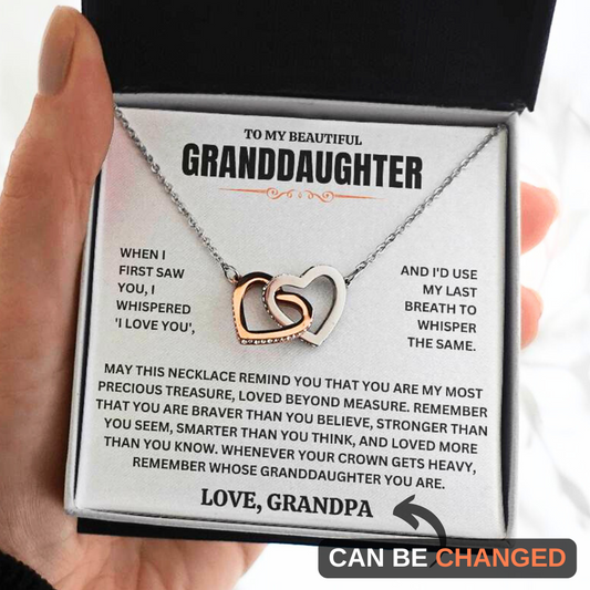 To My Beautiful Granddaughter - "Loved Beyond Measure" Interlocked Hearts Necklace Gift Set  - GD02