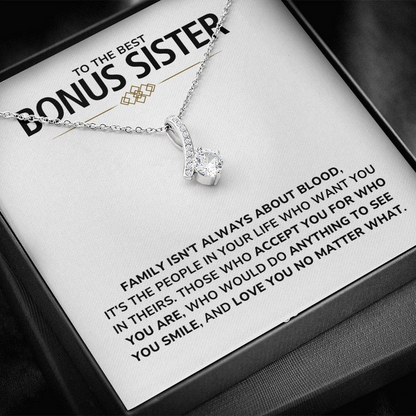 To My Bonus Sister – 'You Are Family' Alluring Beauty Necklace Gift Set – BT01