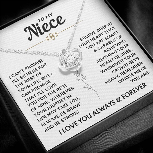 To My Niece – "Be Brave & Strong" Love Knot Necklace Gift Set - NC01