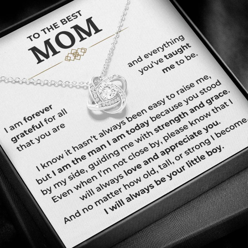 To The Best Mom - "I Will Always Be Your Little Boy" Love Knot Necklace Gift Set - MMS01